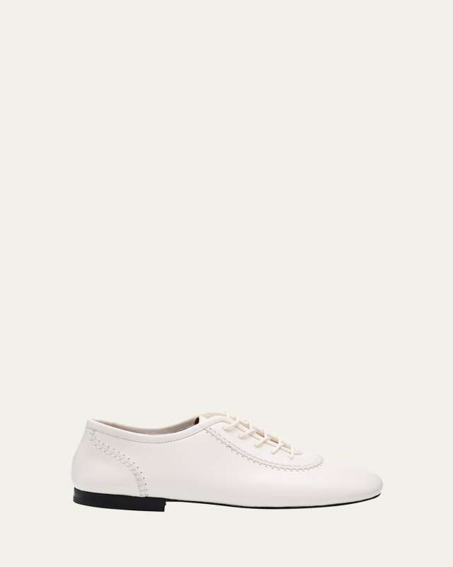 Lambskin Stitch Lace-Up Loafers